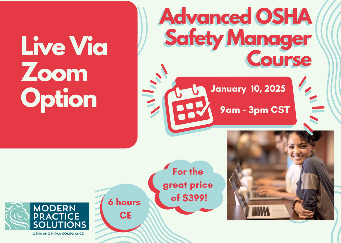 Live Via Zoom OSHA Advanced Safety Manager Course 1/10/2025